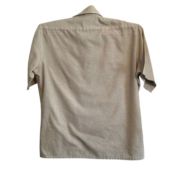 Carl Michaels Tan Short Sleeve Men's 2 Pocket Shirt SZ Large Vintage - Picture 2 of 8